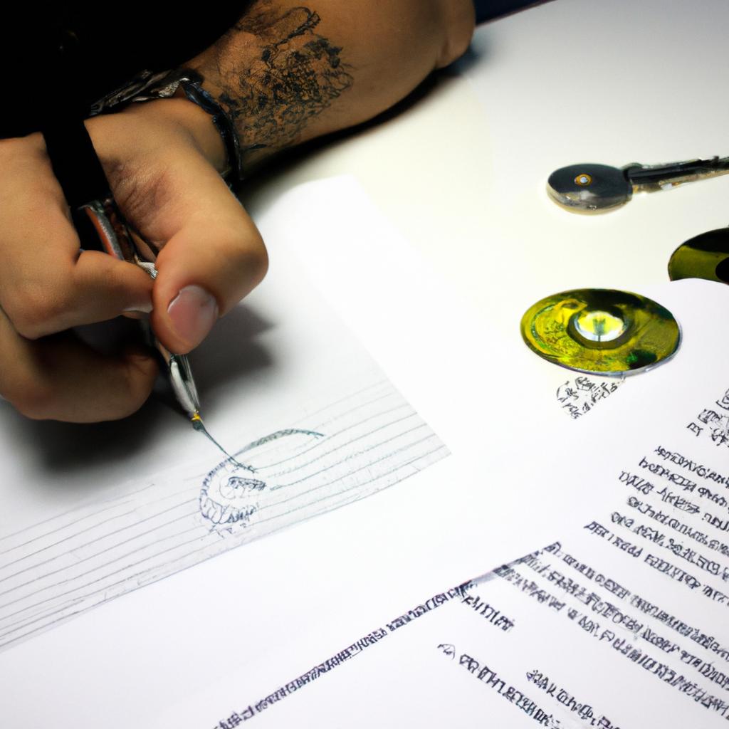 Person signing music royalty contracts